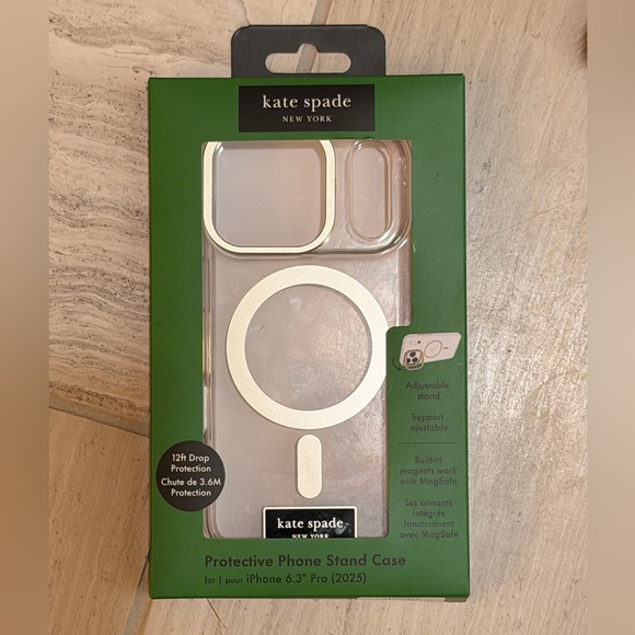 Kate Spade Clear and Gold MagSafe iPhone 16 PRO Case - Picture 1 of 5